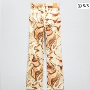 Zara mid rise straight leg print swirl multi color jeans size 2